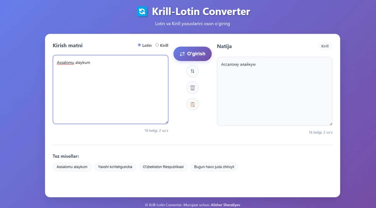 Lotindan krillga krildan lotinga o'zgartirib beruvchi dastur 1
