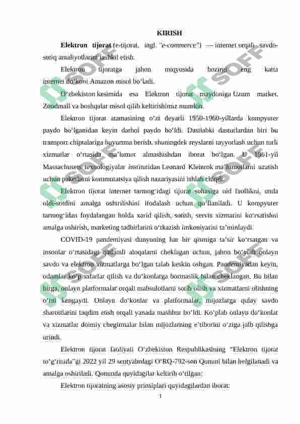 Elektron tijorat ma'lumotlar bazasini loyihalash 2