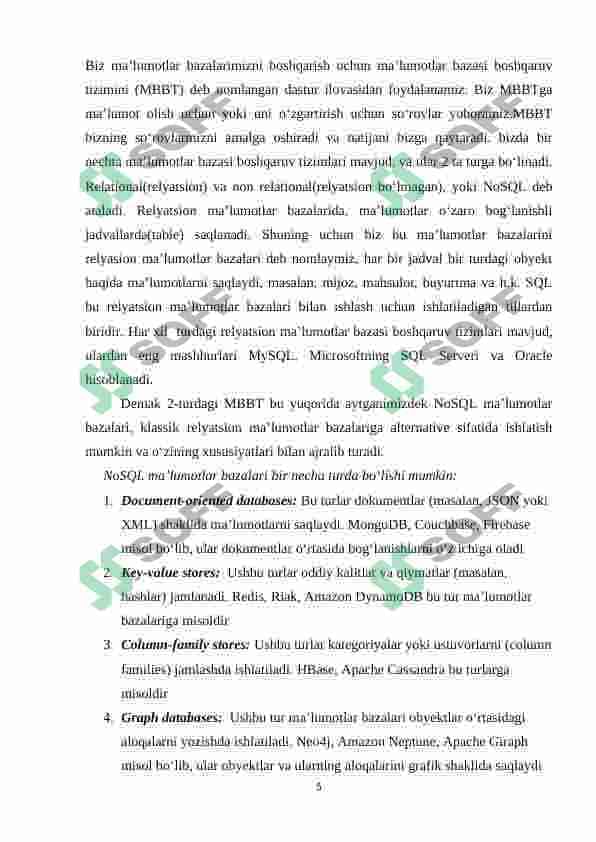 Elektron tijorat ma'lumotlar bazasini loyihalash 6