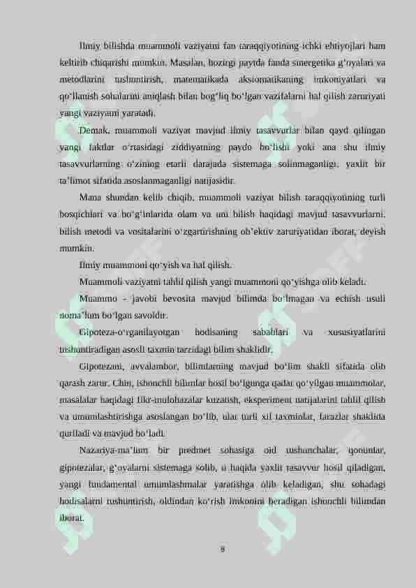 O‘quvchilarni mantiqiy fikrlashga o‘rgatishda savol va topshiriqlarning roli 8