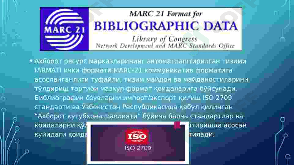 Bibliografik ma’lumotlarni taqdim etish formatlari 6