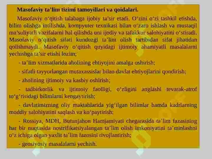 Respublikada masofaviy ta’limning rivojlanishi va bu sohada olib borilgan kompleks chora-tadbirlar 3