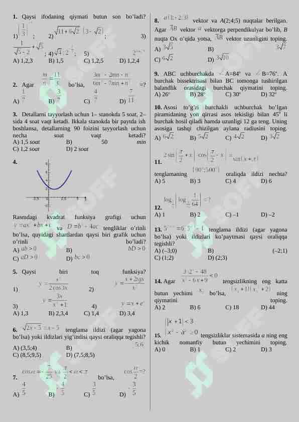 matematika test