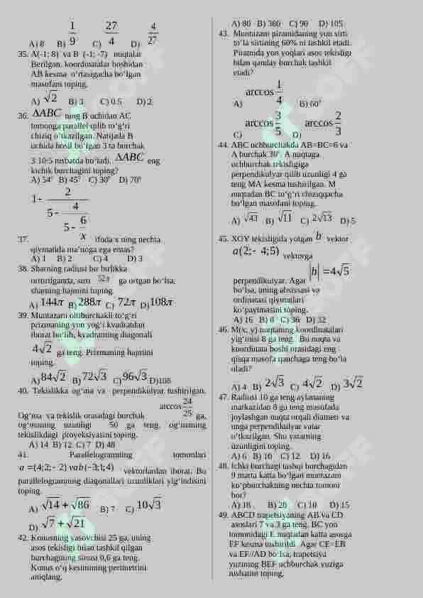 matematika test 3