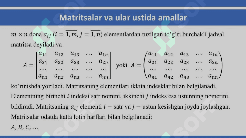 Matritsalar va ular ustida amallar 3