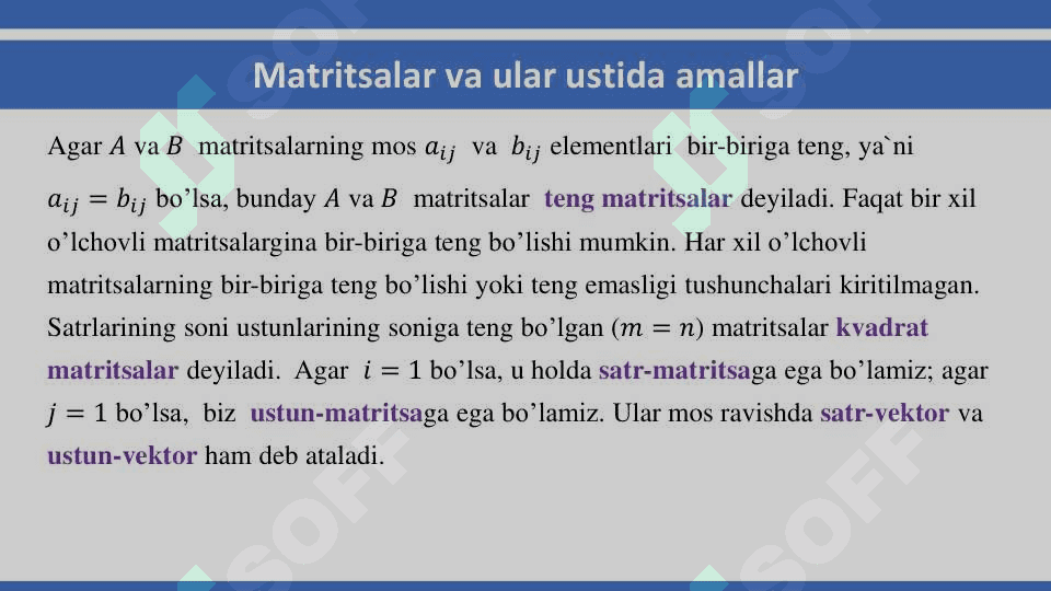 Matritsalar va ular ustida amallar 5