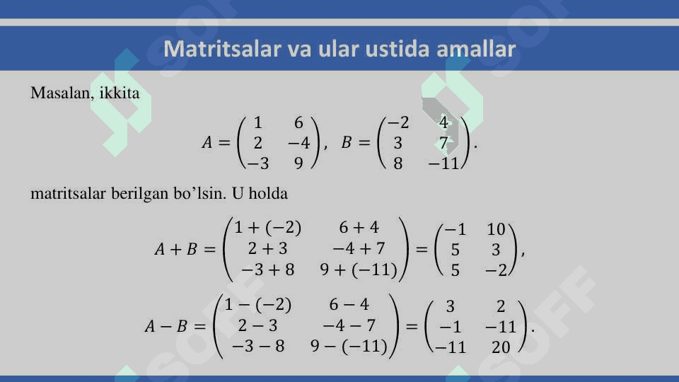 Matritsalar va ular ustida amallar 7