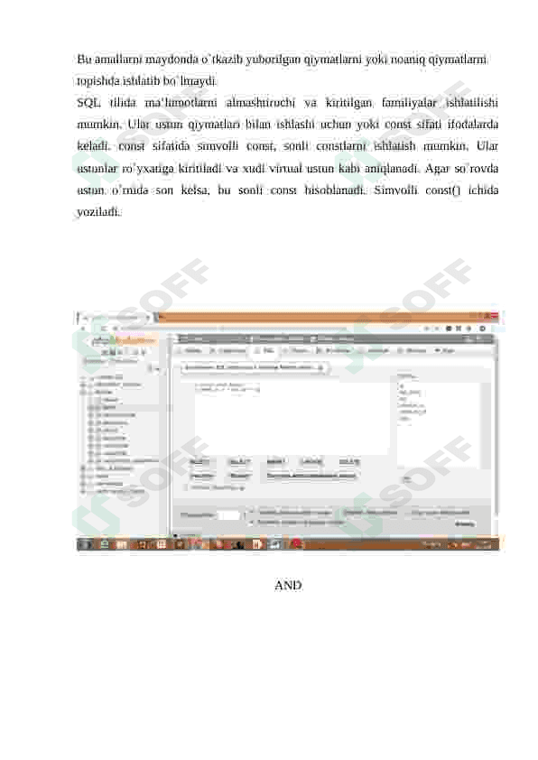 Jadvallar ustida so'rovlar . Where standart so'zidan foydalanish 3