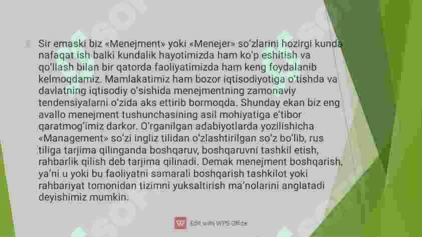 Maktabgacha taʼlimda menejment fanining predmeti obʼekti maqsadi vazifalari va bishqa fanlar tizimida tutgan oʻrnimenejment 3