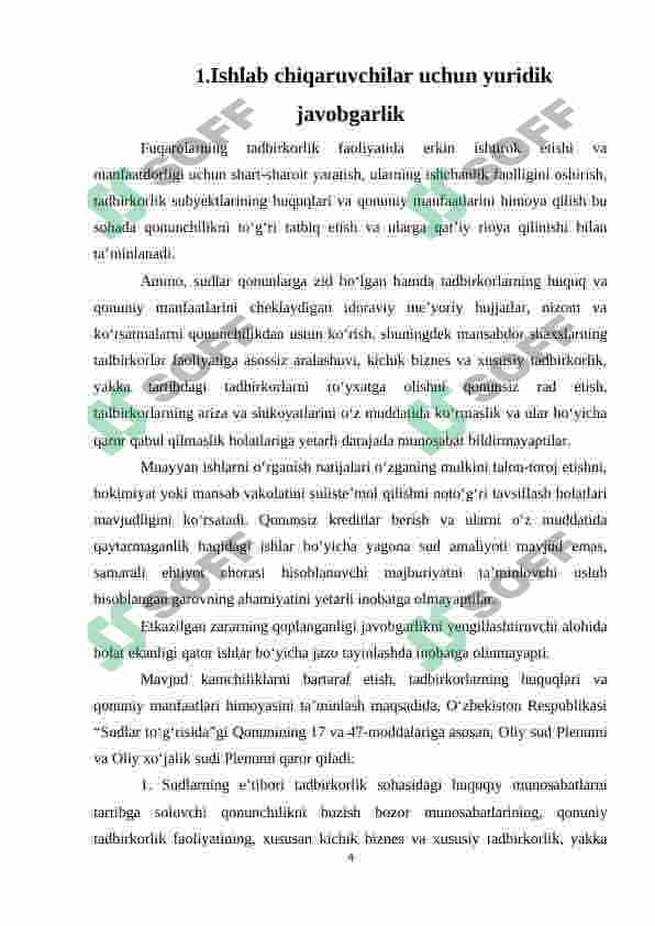 Mahsulot ishlab chiqaruvchilar va savdoning sifati uchun yuridik javobgarlik 4