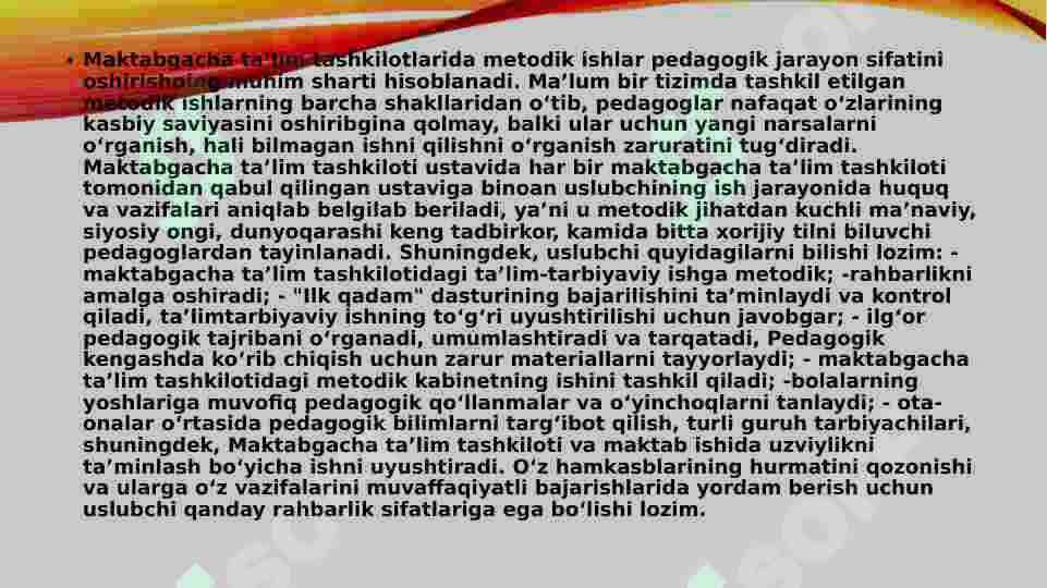 Maktabgacha taʼlim tashkiloti metodisti 2
