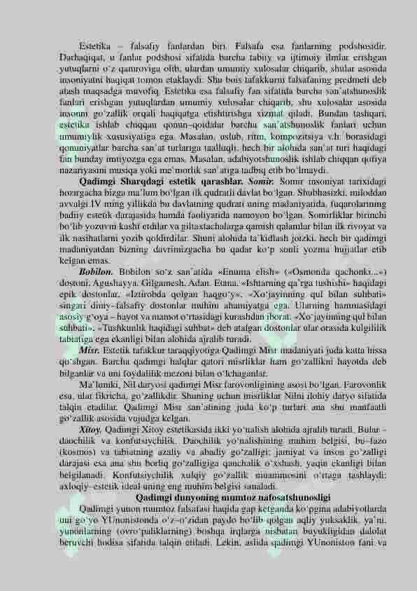 NAFOSAT FALSAFASI (ESTETIKA) 3