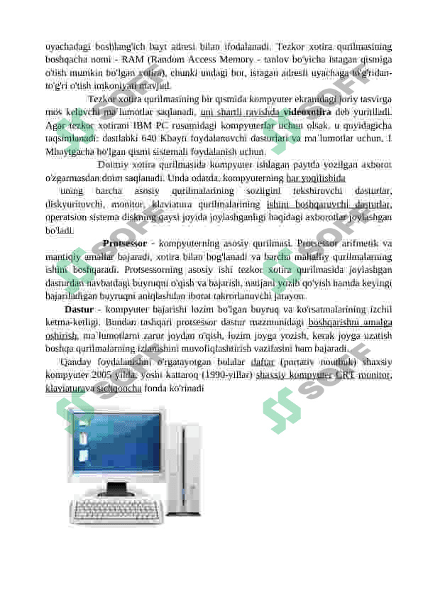 Shaxsiy kompyuter. Kompyuter komponentlari. Magistral modulli printsip. 3