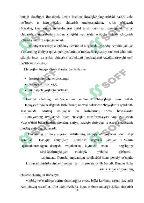 Ijtimoiy-iqtisodiy ehtiyojlar va ularning turlari 8
