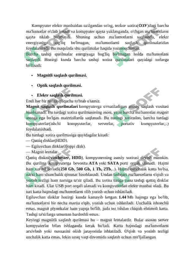 Kompyuter xotirasining ierarxik tuzilishi. 3