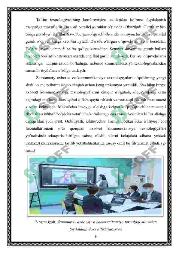 Adabiyot fanini o’qitishda axborot texnologiyalaridan foydalanish pedagogik mahoratni oshirish omili 8