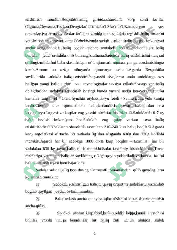 Sadoklarda baliq yetishtirish 2