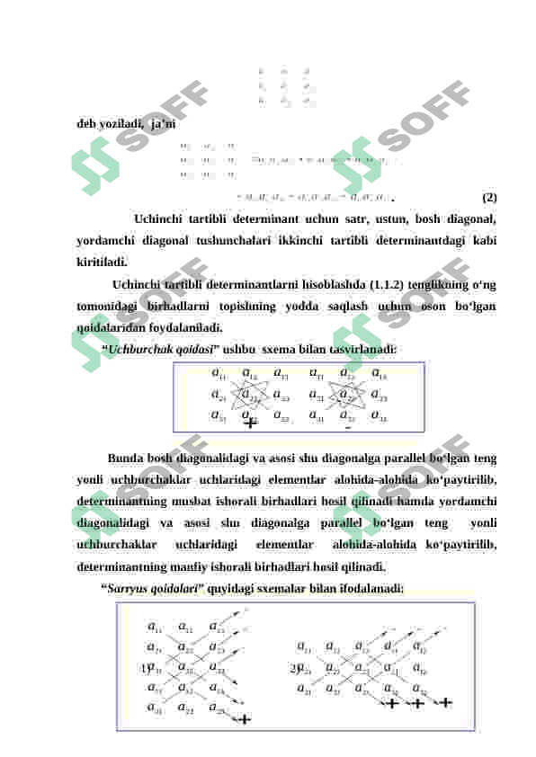 DETERMINANTLAR. Ikkinchi va uchinchi tartibli determinantlar 2