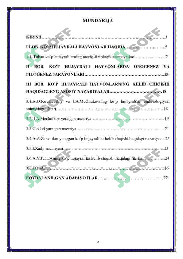 Ko'p hujayrali hayvonlarning kelib chiqish nazariyalari 2