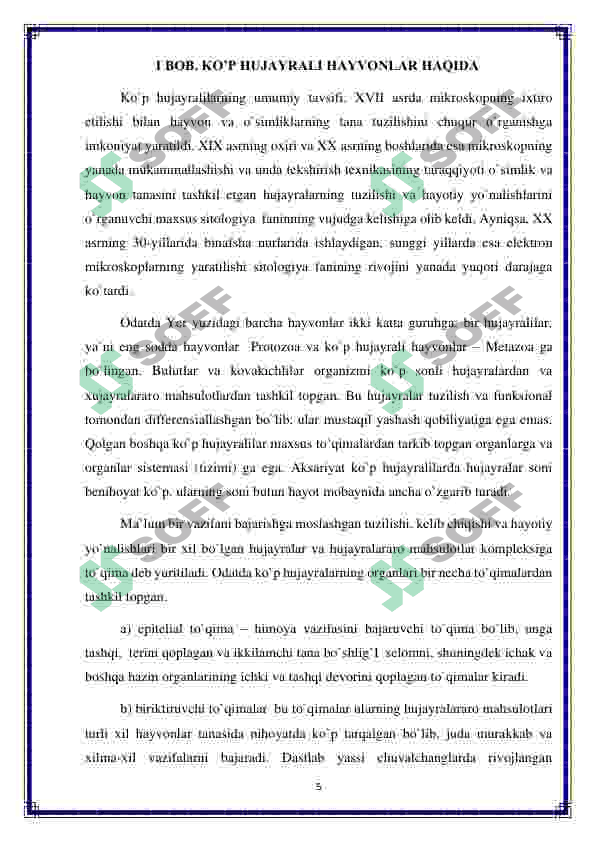 Ko'p hujayrali hayvonlarning kelib chiqish nazariyalari 5
