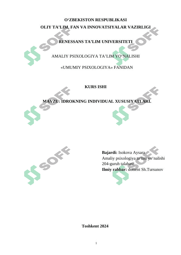 Idrokning individual xususiyatlari. 1