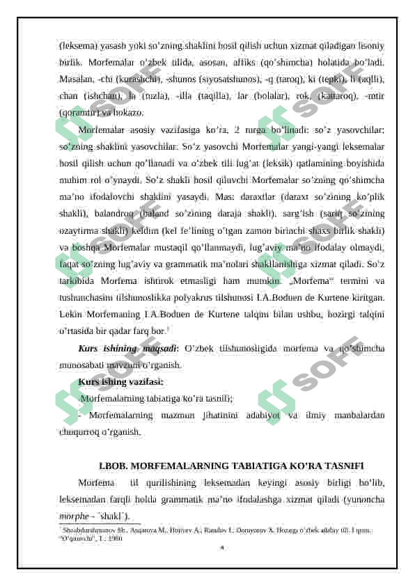 O'zbek tilshunosligida morfema 4