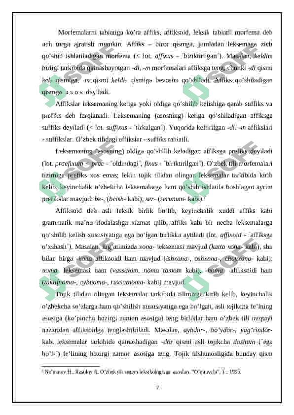 O'zbek tilshunosligida morfema 7
