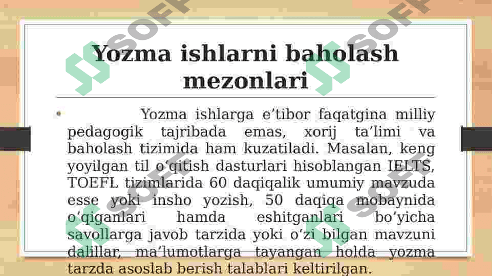 Yozma ishlarni baholash mezonlarini boʻyicha tavsiya tayyorlash 3