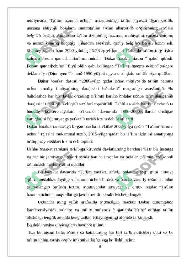 Inklyuziv ta’limning huquqiy asoslarini xalqaro hujjatlarda tahlil qilish 8