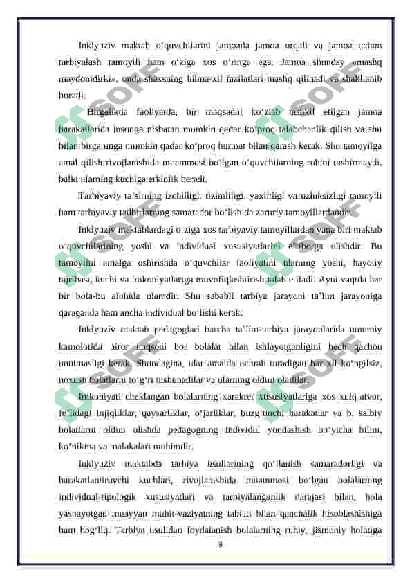 Alohida yordamga muhtoj bolani samarali inlyuziyasi uchun tashqi sharoitlar 8