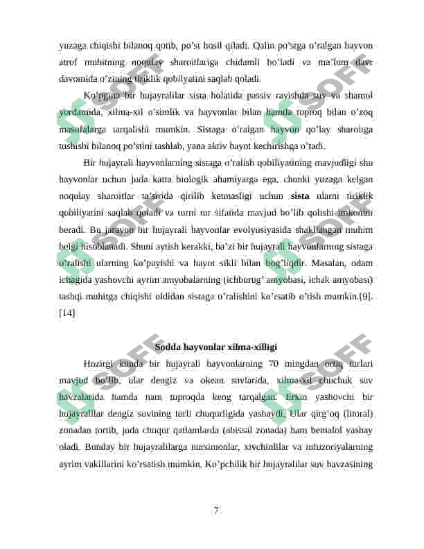 UMIRTQASIZ HAYVONLAR KELIB CHIQISHIDA FILOGENETIK BOG‘LIQLIGI 7