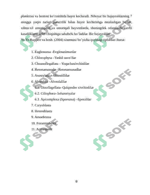 UMIRTQASIZ HAYVONLAR KELIB CHIQISHIDA FILOGENETIK BOG‘LIQLIGI 8