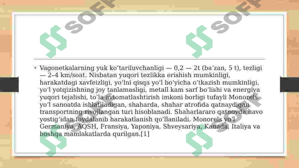 Mavzu:Yirik shaharlarda monorels va zamonaviy transport turlari 4