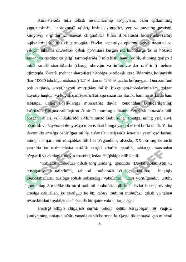 ekologik muhit buzilishining asosiy omillari 6