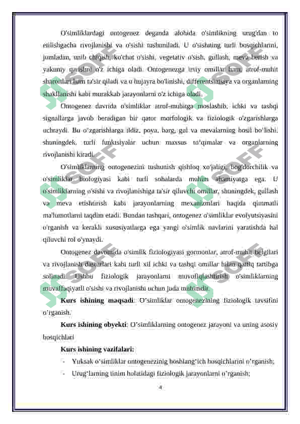 O'simliklarning ontogenezi 3