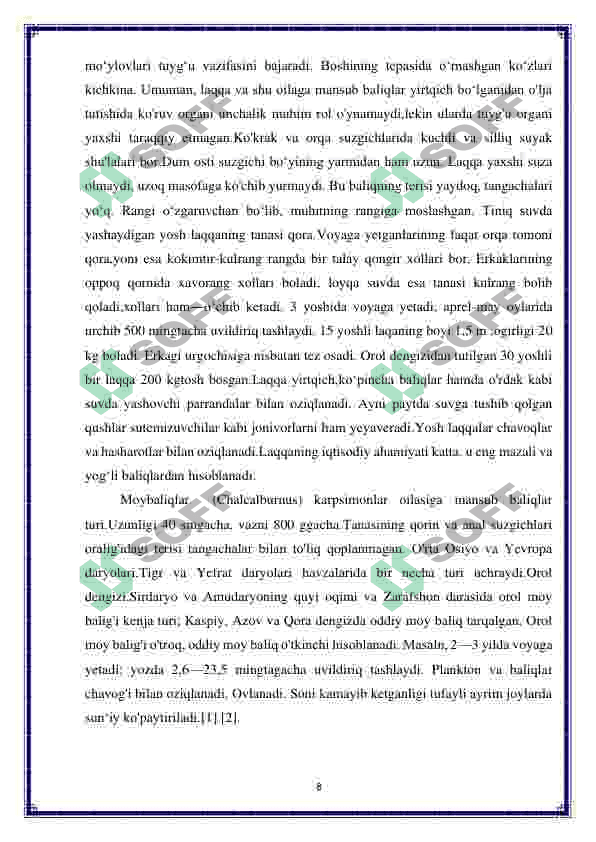 O’rta Osiyo umurtqalilar faunasining biologik xilma-xilligi va zoogeografiyasi 8