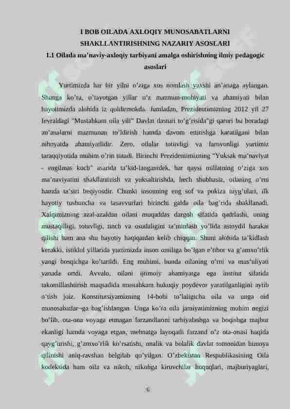 " OILADA BOLALARNI MA’NAVIY-AXLOQIY TARBIYALASHDA MILLIY QADRIYATLARDAN FOYDALANISH 6