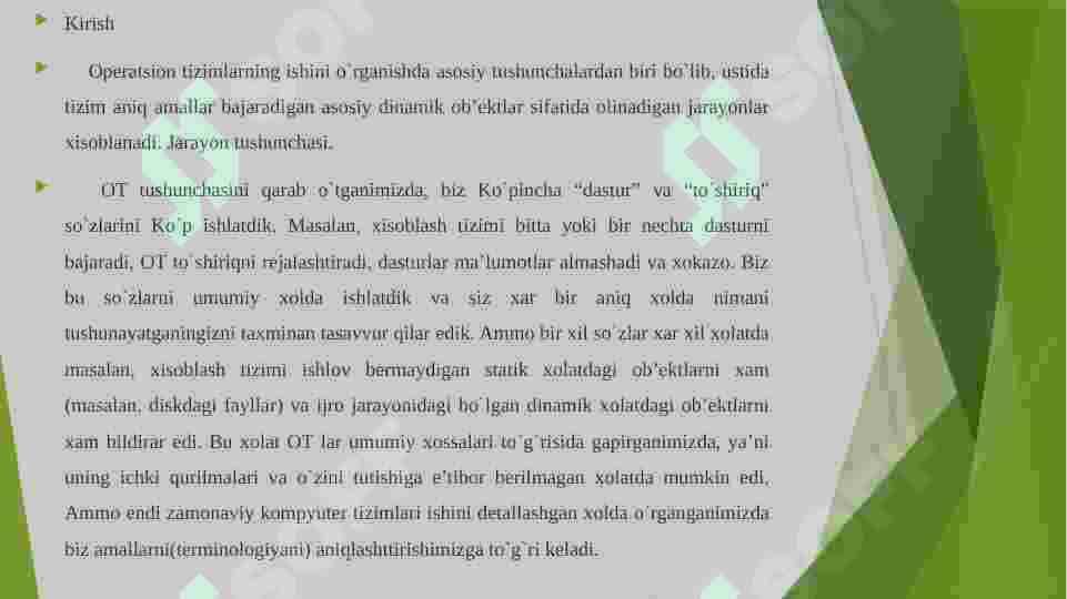 Operatsion tizimlarning jarayonlari boshqaruvi 2