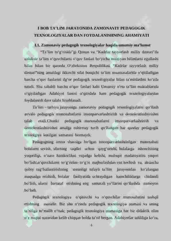 Adabiyot darslarida o‘yin texnologiyalarini qo‘llash metodikasi va ahamiyati 6