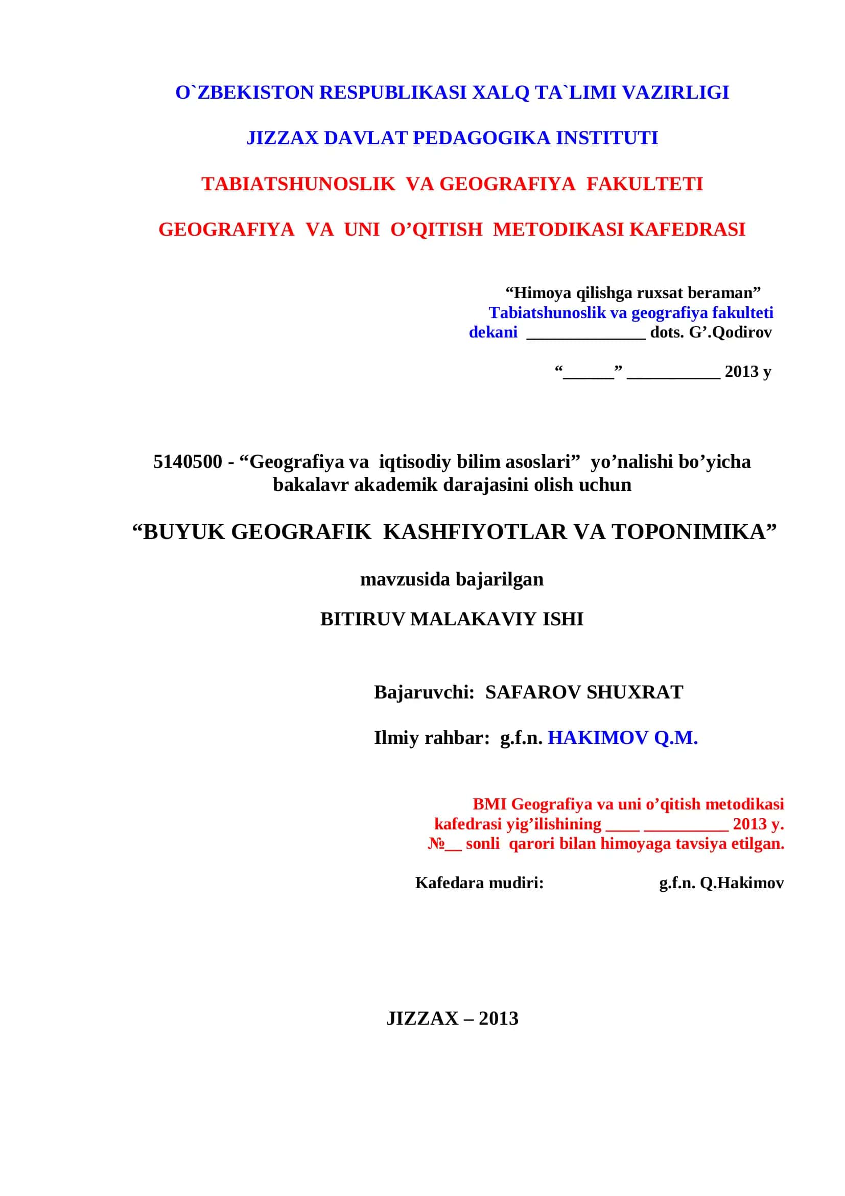 BUYUK GEOGRAFIK KASHFIYOTLAR VA TOPONIMIKA 1