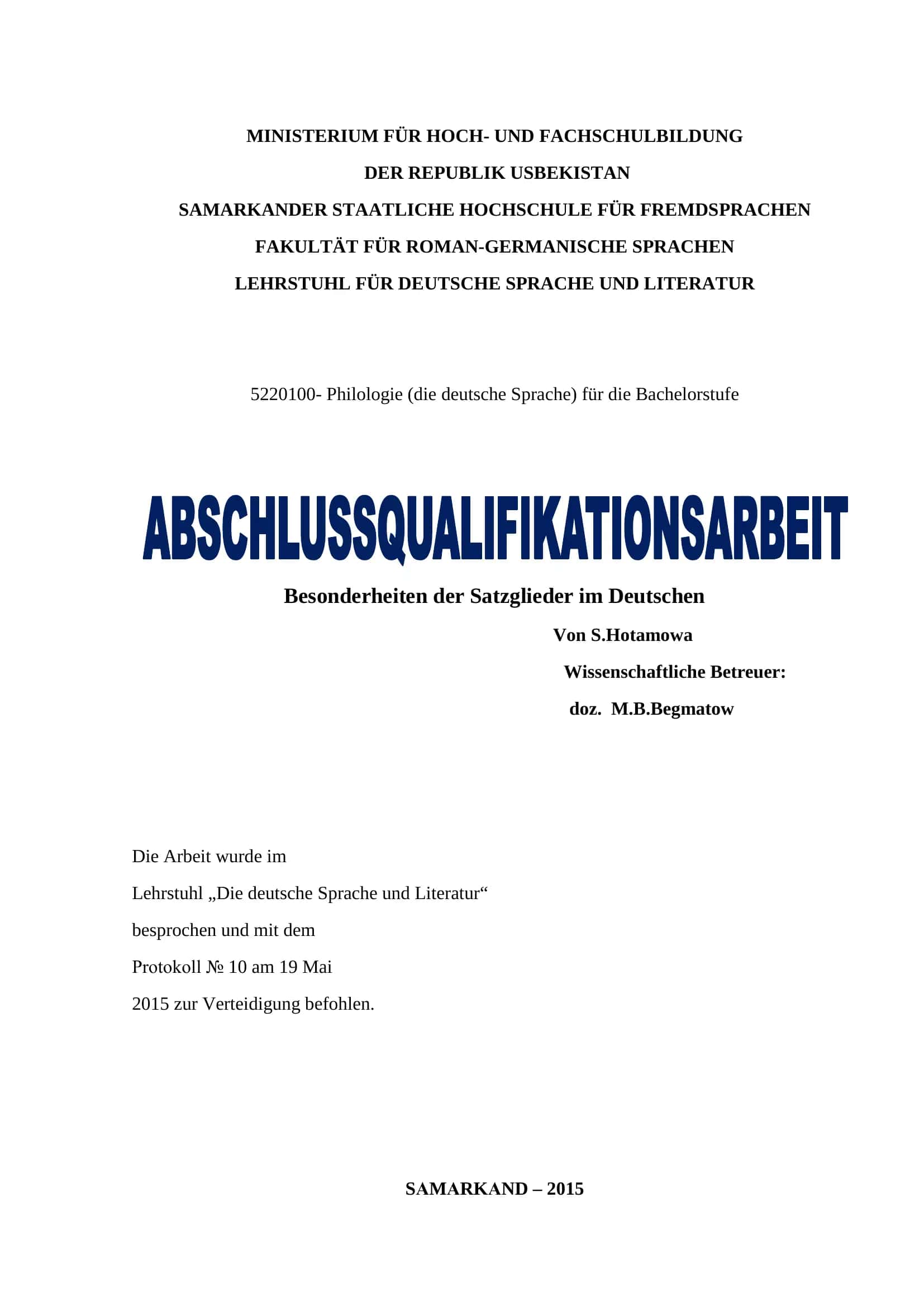 Besonderheiten der Satzglieder im Deutschen 1