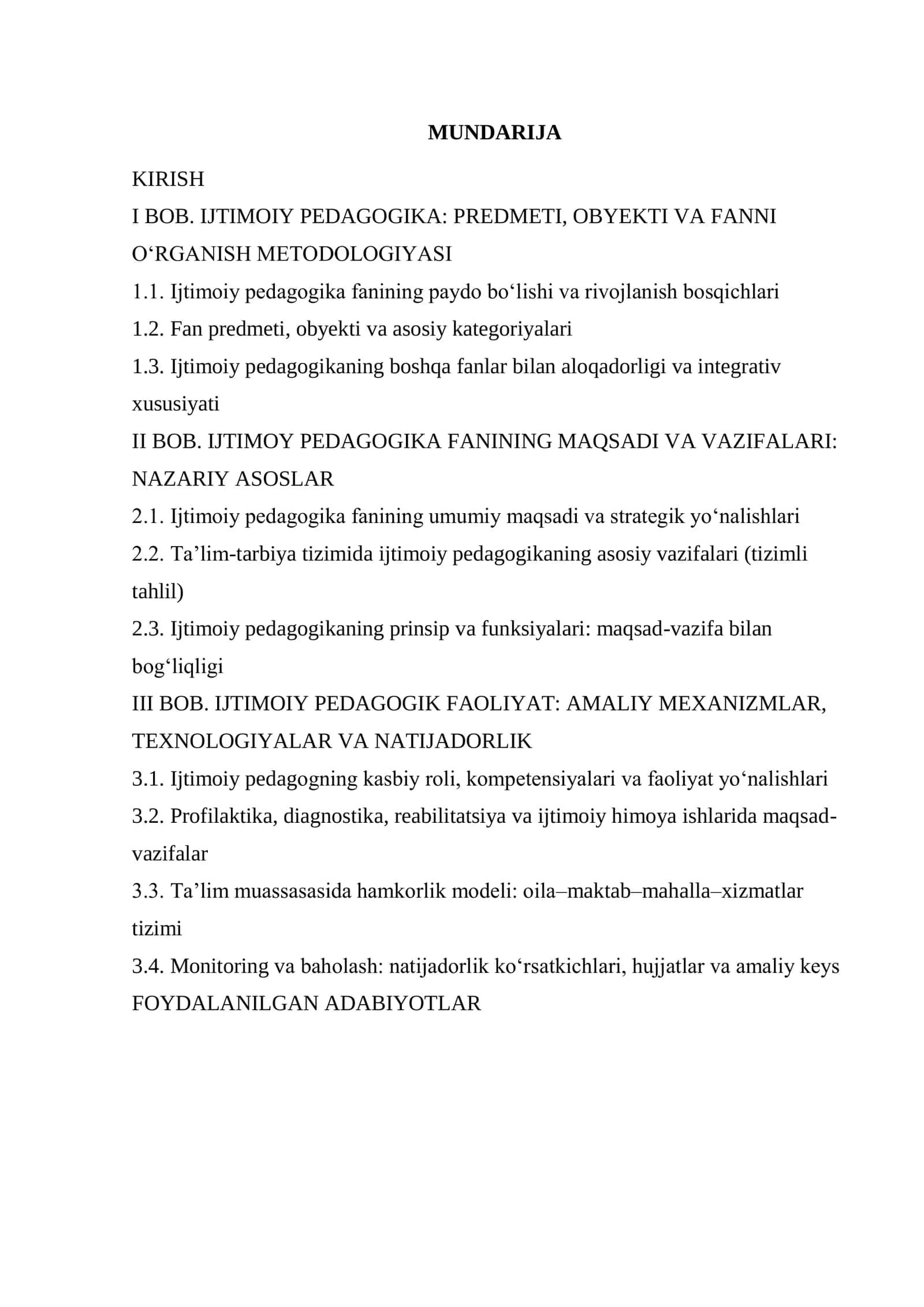IJTIMOY PEDAGOGIKA: PREDMETI, OBYEKTI VA FANNI 1