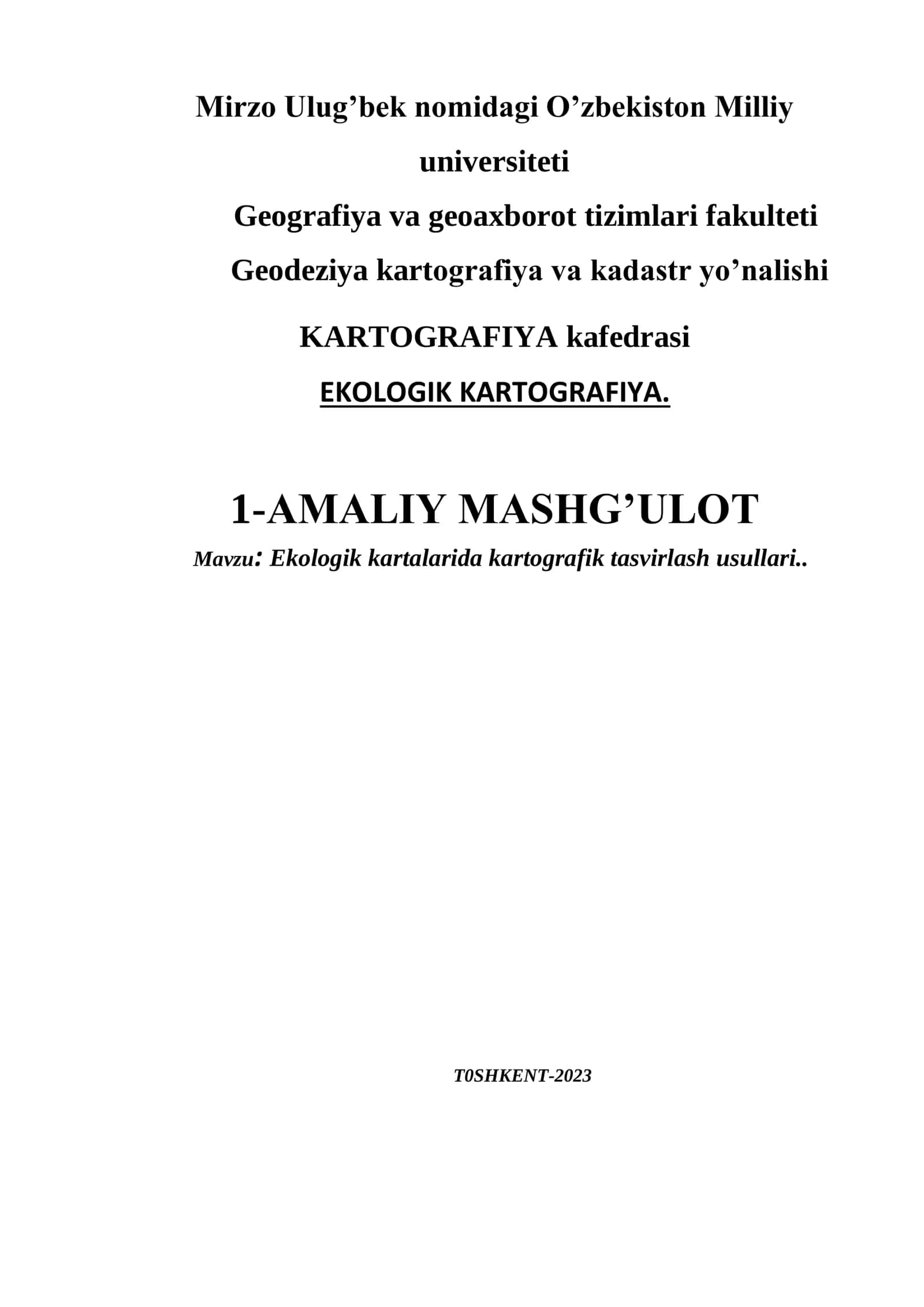 Ekologik kartalarida kartografik tasvirlash usullari 1