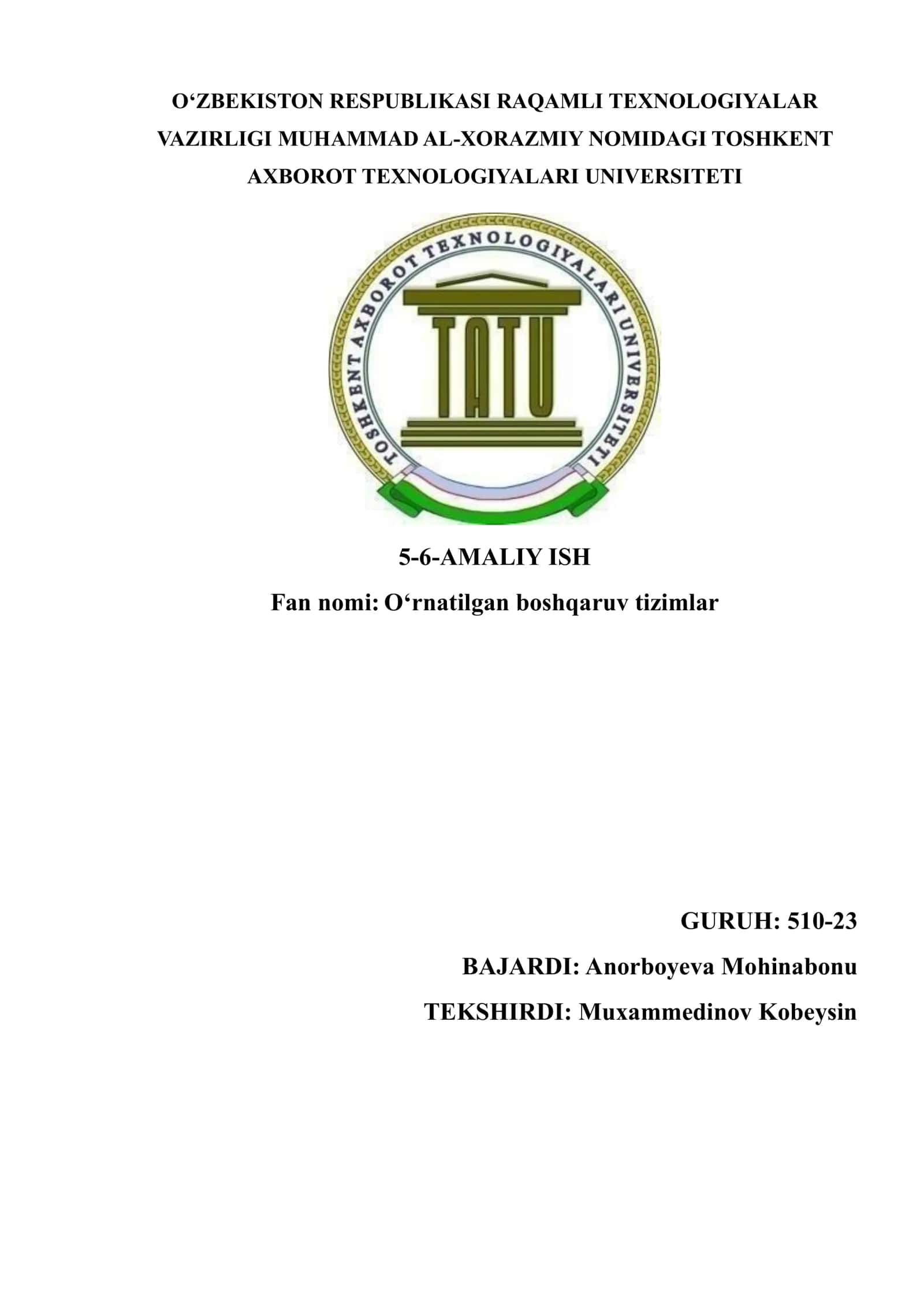 O‘rnatilgan boshqaruv tizimlarda infraqizil nurlar orqali ma’lumot uzatish jarayonini loyihalash 1