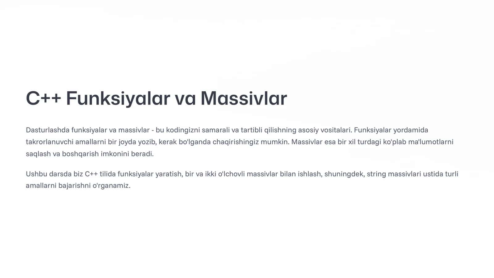 C- Funksiyalar va Massivlar 1