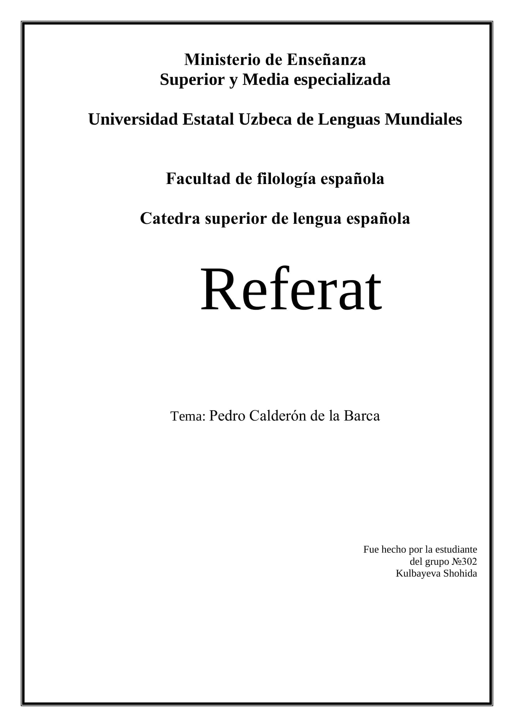 Referat - Pedro Calderón de la Barca 1