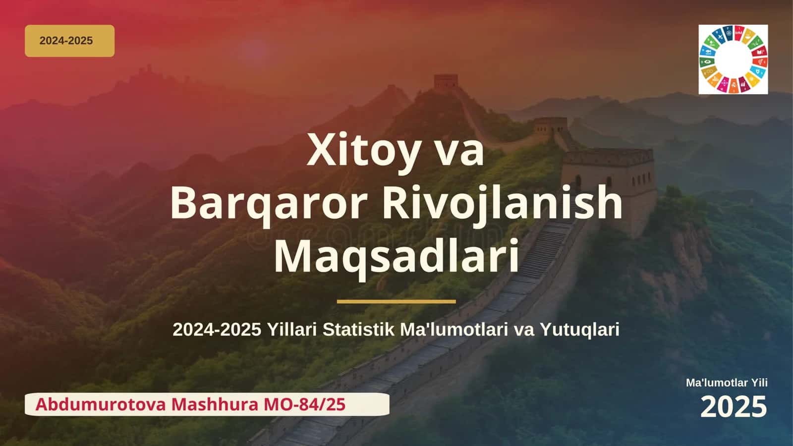 Xitoy va Barqaror Rivojlanish Maqsadlari 2024-2025 Yillari Statistik Ma'lumotlari va Yutuqlari 1