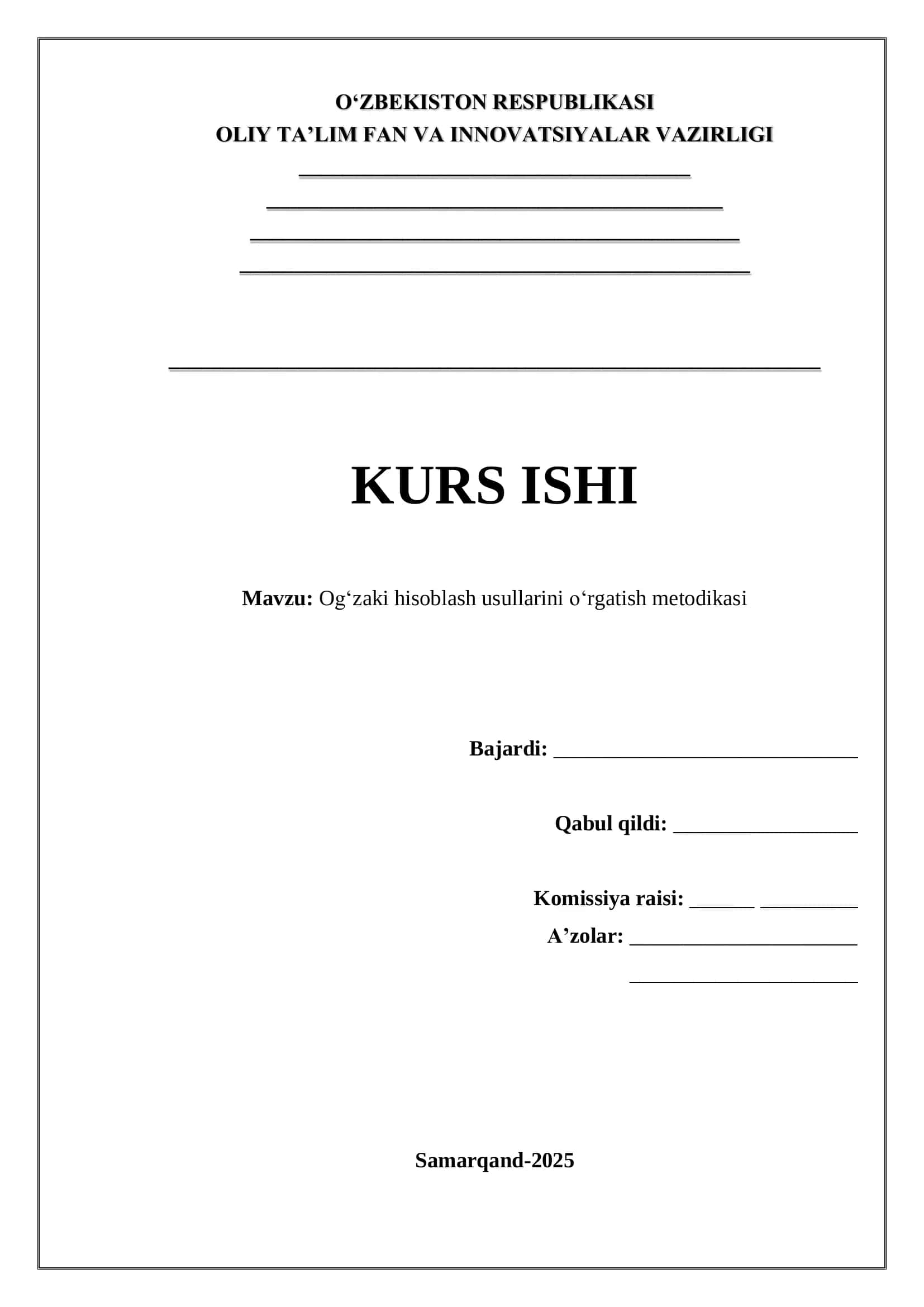 Og‘zaki hisoblash usullarini o‘rgatish metodikasi 1