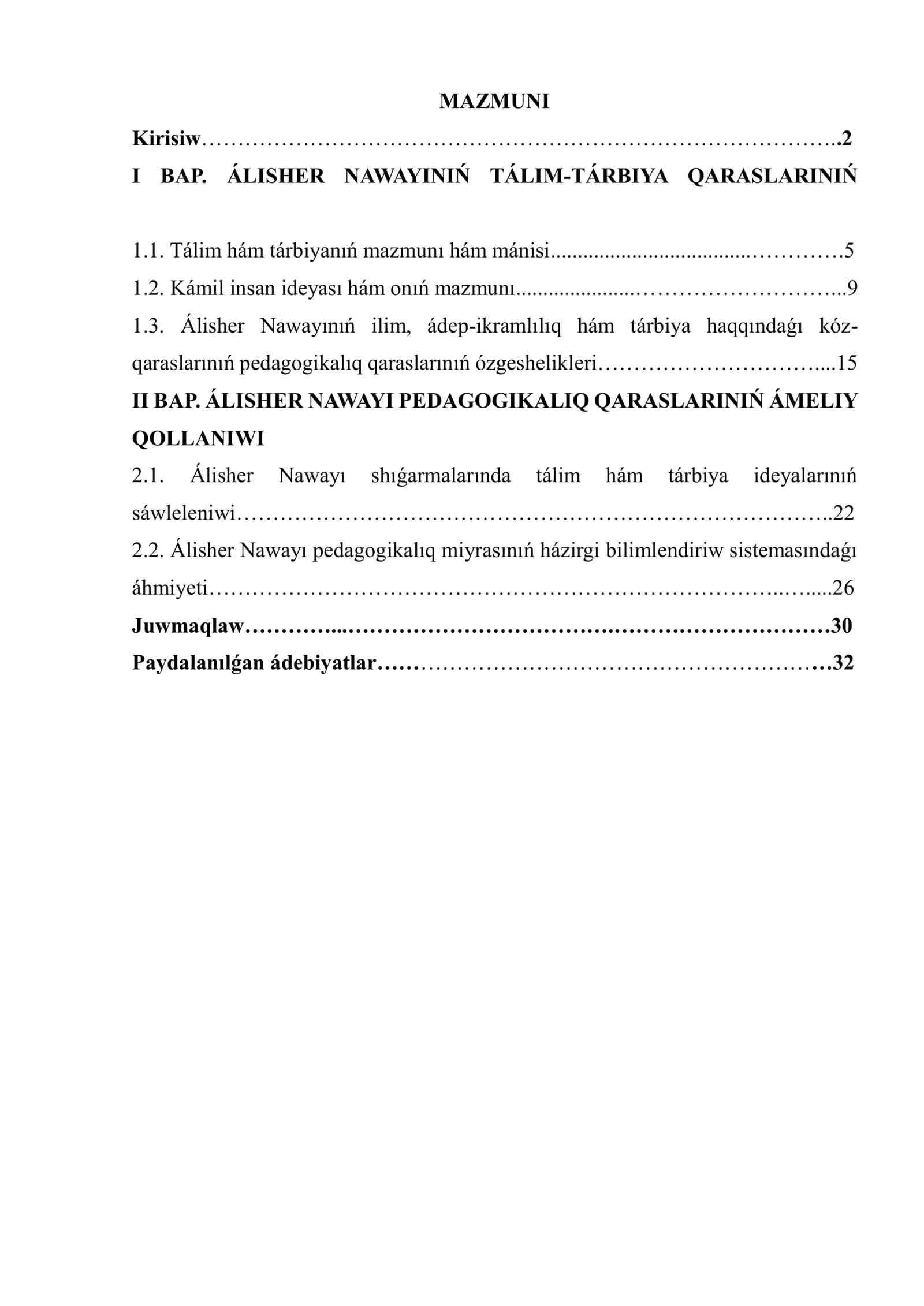 ÁLISHER NAWAYINIŃ TÁLIM-TÁRBIYA QARASLARINIŃ 1