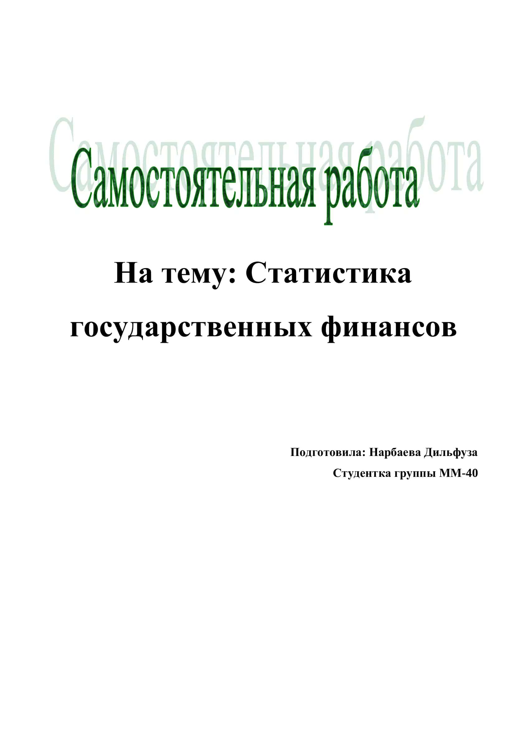 Статистика государственных финансов 1